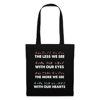 Less See Eyes More Heart Braille Alphabet Vintage - Tote Bag - black - Front