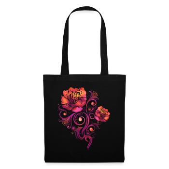 Fleurs Heureuses Aquarelle Roses - Sac en tissu - noir - Devant