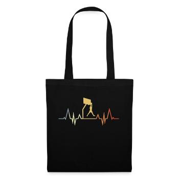 Vintage Basketball Heartbeat - Sac en tissu - noir - Devant