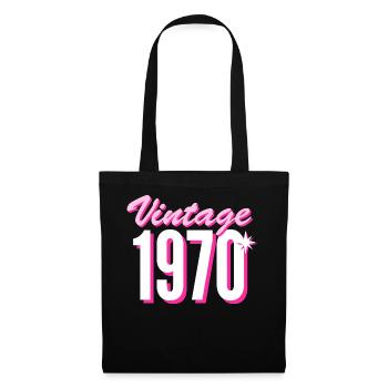 1970 Jahrgang Baujahr Vintage Geschenkidee Retro - Stoffbeutel - Schwarz - Vorne