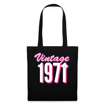 1971 Jahrgang Baujahr Vintage Geschenkidee Retro - Stoffbeutel - Schwarz - Vorne