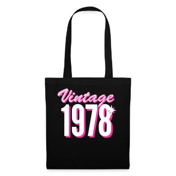 1978 Jahrgang Baujahr Vintage Geschenkidee Retro - Stoffbeutel - Schwarz - Vorne