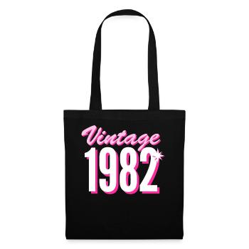 1982 Jahrgang Baujahr Vintage Geschenkidee Retro - Stoffbeutel - Schwarz - Vorne