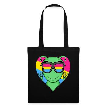 Pansexuell Alien Herz Geschenk - Stoffbeutel - Schwarz - Vorne