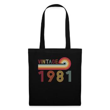 Funny Vintage Born in 1981 Geburtstag - Stoffbeutel - Schwarz - Vorne