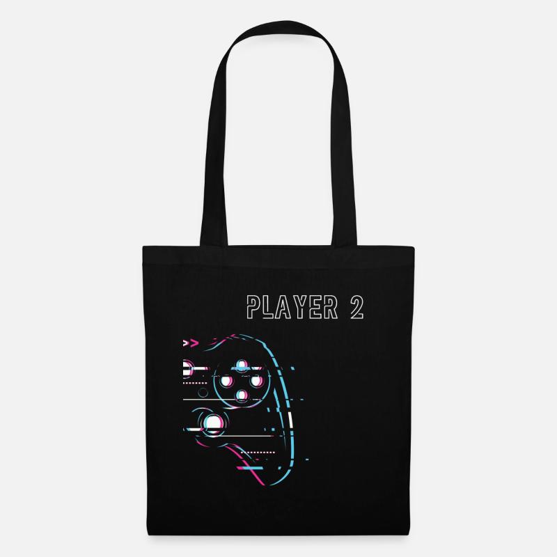 Zocker Paar - Player 1 Player 2 Gamer - Stoffbeutel - Schwarz