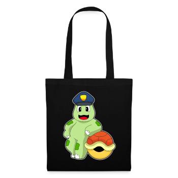 Tortue policier casquette police - Sac en tissu - noir - Devant