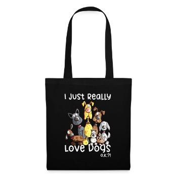 J’aime vraiment les chiens, les chiens drôles, les crottes de chien - Sac en tissu - noir - Devant