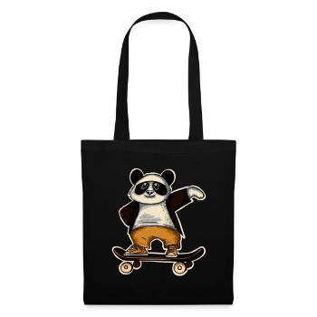 Panda Skate Skater Skateboard Skaten - Stoffbeutel - Schwarz - Vorne