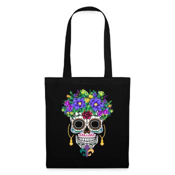 Mardi Gras Masque Fleur Sucre Dia de Los Muertos - Sac en tissu - noir - Devant