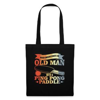 Joueur de tennis de table vieil homme - Sac en tissu - noir - Devant
