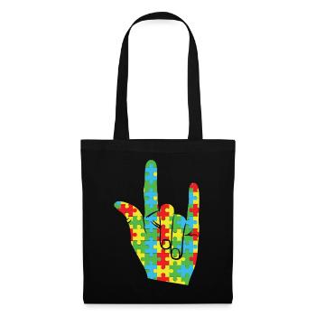 Rock Puzzle Sensibilisation spéciale à l’autisme - Sac en tissu - noir - Devant