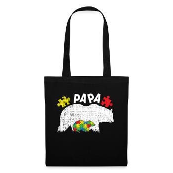 Autism Dad Bear Puzzle Colorful Autism Awareness - Tote Bag - black - Front