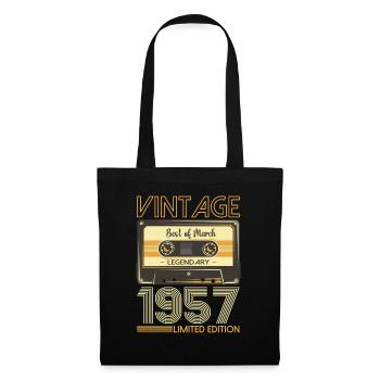 66e anniversaire homme March né 1957 cassette - Sac en tissu - noir - Devant