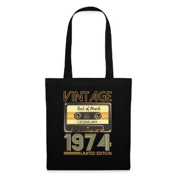 49 Birthday Man March Born 1974 Cassette - Tote Bag - black - Front