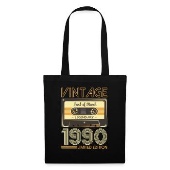 33 Birthday Man March Born 1990 Cassette - Tote Bag - black - Front