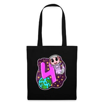 4th Birthday - 4 Years Astronaut Girl Gift - Tote Bag - black - Front