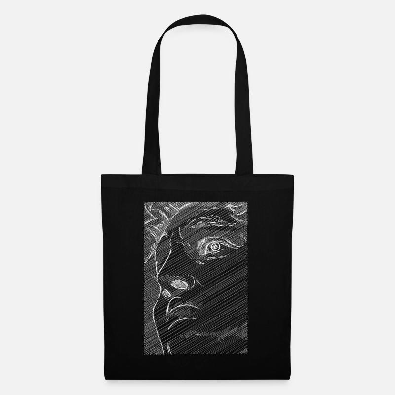 Art Academia Aesthetic David Face Michelangelo - Stoffbeutel - Schwarz
