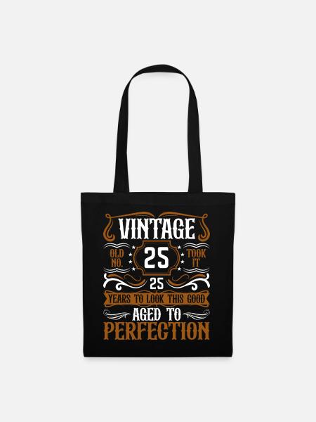 25. Geburtstag Vintage Retro - Stoffbeutel - Schwarz