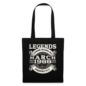 March Born 1988 35th birthday Man Legendary 88 - Tote Bag - black - Front