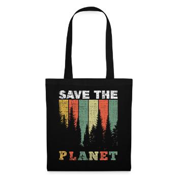 Retro Save Planet Save Nature Jour des océans Jour de la Terre - Sac en tissu - noir - Devant