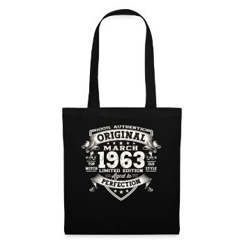 60. Geburtstag Mann Original März Jahrgang 1963 - Stoffbeutel - Schwarz - Vorne