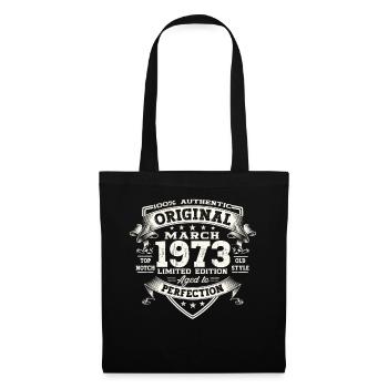 50. Geburtstag Mann Original März Jahrgang 1973 - Stoffbeutel - Schwarz - Vorne