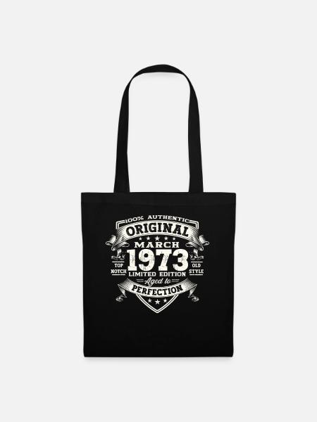 50. Geburtstag Mann Original März Jahrgang 1973 - Stoffbeutel - Schwarz