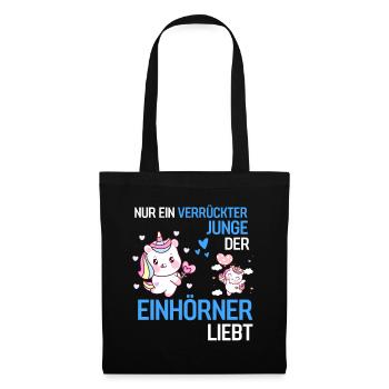 Jungs Einhörner Fantasy Tier Geschenk Einhorn - Stoffbeutel - Schwarz - Vorne