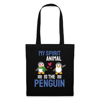 Zoo Tier Mein spirituelles Tier ist der Pinguin - Stoffbeutel - Schwarz - Vorne