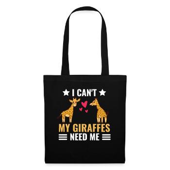 Ich kann nicht Lustiges Geschenk Afrika Giraffe - Stoffbeutel - Schwarz - Vorne
