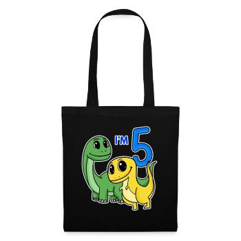 5 years old - 5th birthday with animal motif - Dino - Tote Bag - black - Front