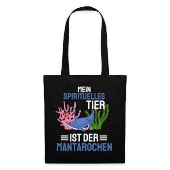 Mantarochen Tier Lustiges Geschenk Stachelrochen - Stoffbeutel - Schwarz - Vorne