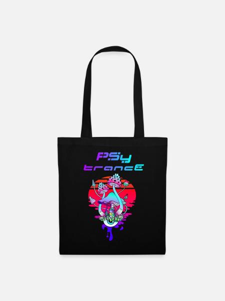 Psytrance Psychedelic Pilz Sunset - Stoffbeutel - Schwarz