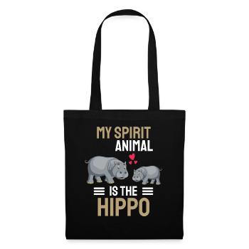 Nilpferd Mein spirituelles Tier ist das Hippo - Stoffbeutel - Schwarz - Vorne