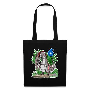 6 ans - 6ème anniversaire avec motif animal - Dino - Sac en tissu - noir - Devant