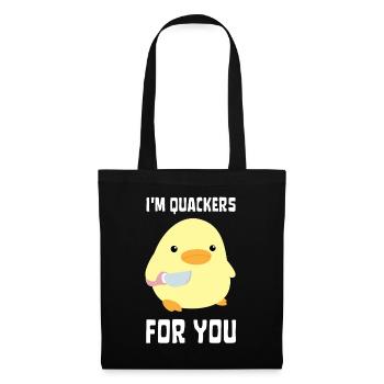 I'm Quackers For You - Funny Duck with knife Meme - Tote Bag - black - Front