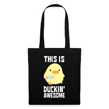 This Is Duckin' Awesome Funny Duck with knife Meme - Tote Bag - black - Front