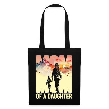 Mère avec une fille Fête des mères Montagnes Maman Enfant - Sac en tissu - noir - Devant