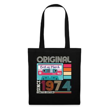 49 Birthday Man March Born 1974 Fun Cassette - Tote Bag - black - Front