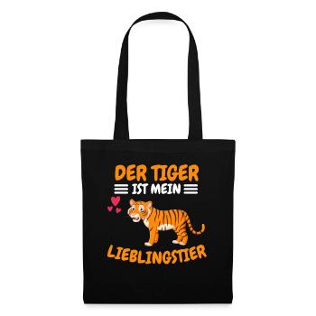 Der Tiger ist mein Lieblingstier Geschenk Tiger - Stoffbeutel - Schwarz - Vorne