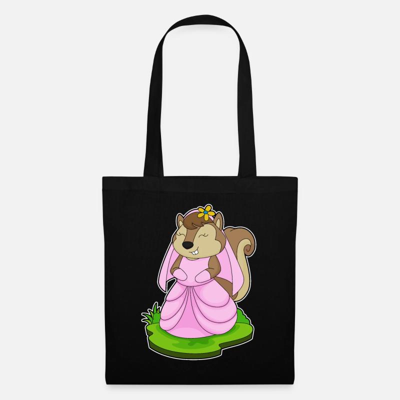 Mariage de fleurs de mariée d’écureuil - Sac en tissu - noir