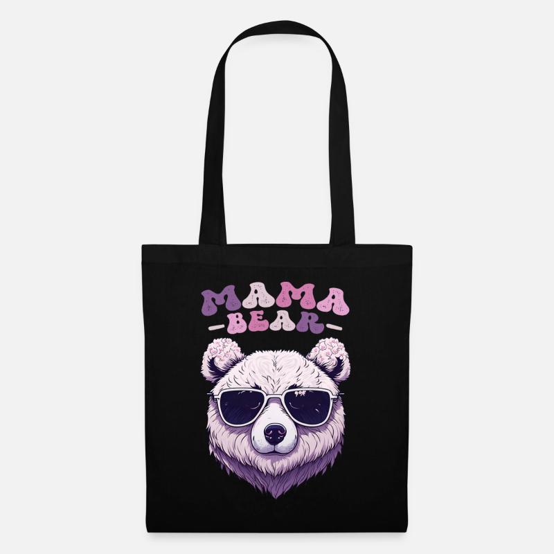 Mama Bear Sonnenbrille Kirschblüten Muttertag - Stoffbeutel - Schwarz