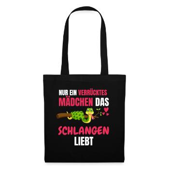 Schlangen Mädchen Zoo Tier Geschenk Schlange - Stoffbeutel - Schwarz - Vorne