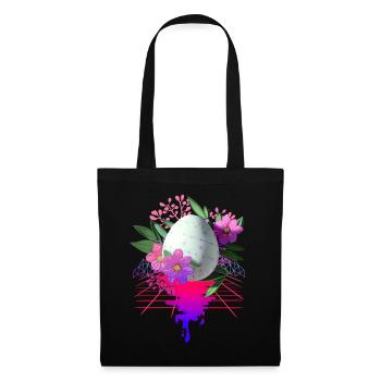 Easter Egg Flowers Art Retro Wave - Tote Bag - black - Front