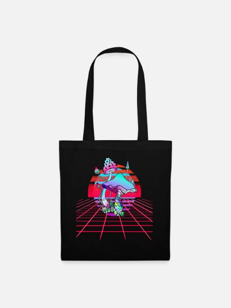 Psychedelische Pilze - Retro Wave Sunset - Stoffbeutel - Schwarz