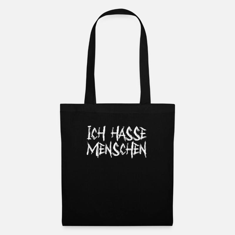 Lustiges Ich hasse Menschen - Stoffbeutel - Schwarz