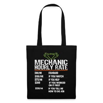 Taux horaire des mécaniciens Ouvriers mécaniciens Taux de main-d’œuvre - Sac en tissu - noir - Devant