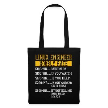 Ingénieur Linux Taux horaire Mécanique Taux de main-d’œuvre - Sac en tissu - noir - Devant