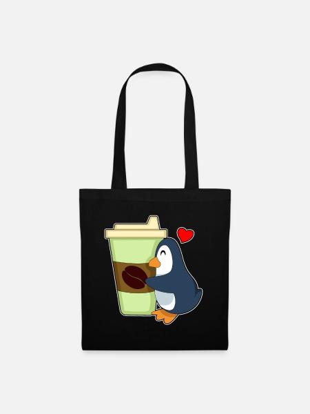 Pinguin Coffee to go - Stoffbeutel - Schwarz